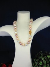 HALSKETTE SEHR EDEL ECHTE MUSCHELKERNPERLEN + verg. SPACER. 485.16