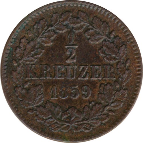 Baden kreuzer 1859 - baden, 1/2