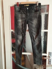 Tolle Damen Jeans Hose Gr 30/L30 Grau Used Look Blind Date stretch Top