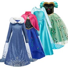 Kinder Cosplay Kleid Elsa Anna Prinzessin Kostüm Geburtstag Party Schneekönigin