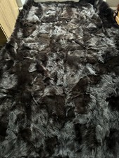 Toscaner Lammfell Decke schwarz Kuscheldecke Pelzdecke, 200x160 Patchwork