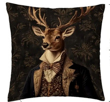 Herbst Winter Luxus Deko Kissen 45 cm wie Kare Geschenk Nostalgie Hirsch Steam