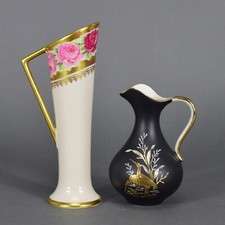 2 x Vase Waldershof schwarz Gold ArtDeco Designvase Blumen flowers Porzellan