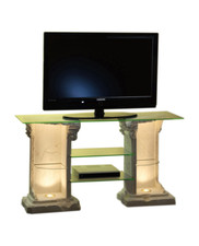 TV Rack Hifi Regal Fernsehschrank Glasregal Fossil Sideboard Phono Glas Regal 