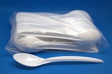Mehrweg Löffel Plastikbesteck extra stark  weiß, Lebensmittelecht  50 - 1000 St.