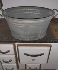 kleines ovales Zinkwanderl Gestaltung Behältnis antike Zinkwanne Brocante 