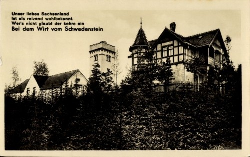 Schwedenstein bei pulsnitz - ak,