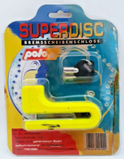 ?️? OVP: “POLO” Motorrad-BREMSSCHEIBEN-SCHLOSS Spezialstahl neongelb - 1990er