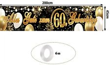 Party Banner "Alles Gute zum 60. Geburtstag" Schwarz/Gold 200x45cm Deko deutsch