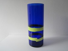 Große Vase Zylindervase Glas Blau/Gelb A Fasce Venini Murano Italia 50er Jahre