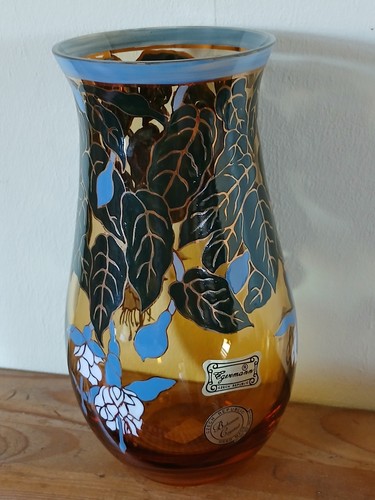 Jugendstil glas vase braun - jugendstil, vase,