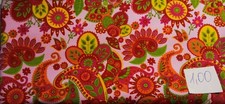 730-French Terry Sommersweat Stoffrest retro Blumen rosa rot Jogging 1,20 m