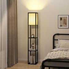 Stehlampe Stehleuchte Leselampe Holz 3-Regal E27 für Wohnzimmer Schlafzimmer DE