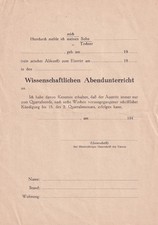 NS-Zeit Abendunterricht Blanko Formular Ausbildungsdokument WWII Historisch Rare