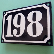 HAUSNUMMER 198 = Antikes Emailschild um 1935 Haustür Eingang = FETT und MAKELLOS