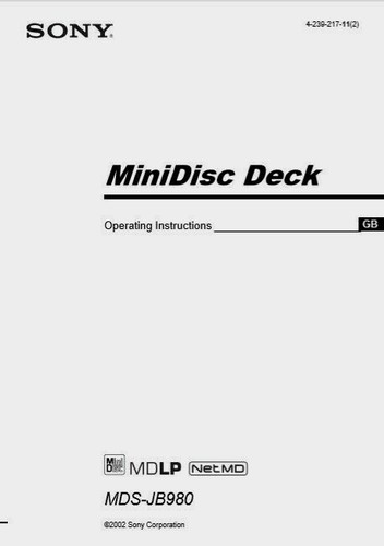 Sony mds jb980 minidisc - mds-jb980,