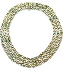 Seltene schwere antike GUSTAV HAUBER 835 Silber vergoldet 3 Strang Kette Halskette 77 gr