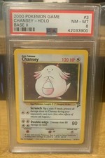 Chansey Base Set 2 3/130 PSA 8 Mint Holo Pokemon 2000