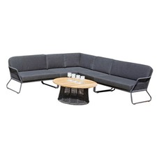 Sonnenpartner 6-teilige Lounge-Sitzgruppe Poison mit Tisch Aluminium Teakholz