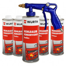 5x Wurth Wachs für geschlossene Profile 1 L + Sprühpistole zur Konservierung