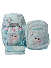 Beckmann Schulranzen Set Kinder Katze Blau Rosa Mehrfarbig Ranzen Rucksack