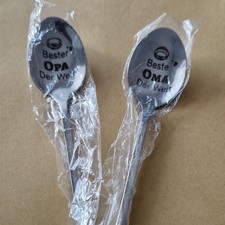 2 Latte Macchiato/Joghurtlöffel aus Edelstahl mit Gravur. Beste Oma und Opa