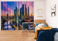 3D Wolken Stadt Q11049 Fenster Foto Vorhang Drucken Blockout Gewebe Panda 2023
