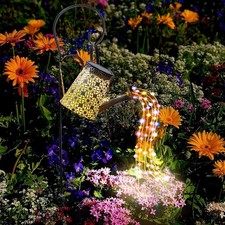 LED SOLAR LEUCHTE GIEßKANNE DEKO-KANNE LED WASSERFALL FÜR GARTEN AUßEN LAMPEN