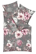 JACK by Kaeppel Fein Biber Bettwäsche 2 tlg 135x200cm Gabriella Blumen Rosé Grau