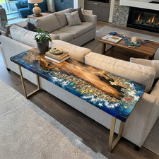 Blauer Epoxidharz Sofatisch |