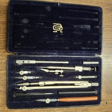 Alter Zirkelkasten Reißzeug E.O. Richter & Co. Präcision aus Nachlass, komplett 