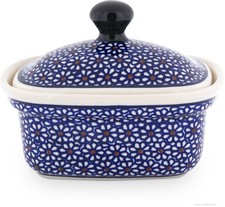 Bunzlauer Keramikdose mit Deckel für Margarine oder Butter (250g), Dekor 120