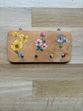 Antike Hakenleiste, Schlüsselbrett Holz Blumen