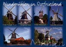 WINDMÜHLE Windmühlen Ostfriesland Mehrbildkarte Postkarte postcard with windmill