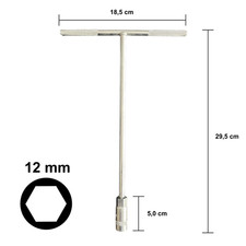 Sechskantsteckschlüssel 12mm Steckschlüssel T-Griff Quergriff Chrom-Vanadium