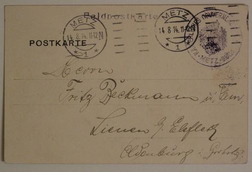 Feldpostkarte metz 1914 - dr,