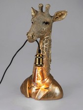 dekorative Tischlampe Giraffe Büste mit Anzug H. 50cm antikgold Formano