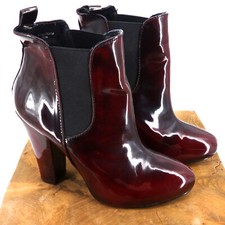 TOPSHOP Patent Leder-Imitat Plateau High Heels Ankle Booties / Bordeaux Rot / 36
