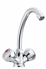 Hochdruck Spültisch/Waschtischarmatur Zweigriff Armatur Messing Nostalgie 