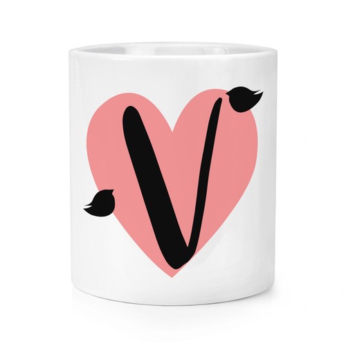Brief herz alphabet makeup - v,