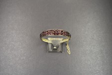 antiker Granatarmreif, Armreif wohl versilbert, böhmische rote Granate um 1900.