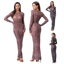 Damen Tanzkleidung Festival Kleid Dance Kleider Nacht Mesh Valentin Leopard