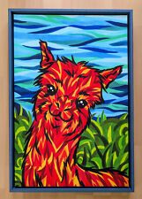 "Alpaka" Wandbild, Druck auf Leinwand in blauem Holzrahmen, 60x40cm