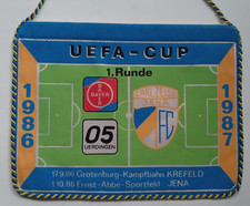 Orig. Wimpel  UEFA Cup  1986/87  CARL ZEISS JENA - BAYER 05 UERDINGEN  !!  TOP