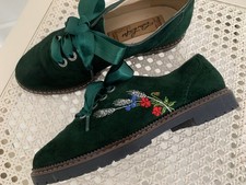 "Walter Käfer" Damen Trachtenschuhe Haferlschuhe Wildleder tannengrün Gr.35 TOP!