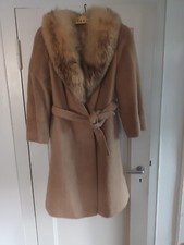 Luxusqualität Weil Der Stadt 100% Lama Wolle beige  pelz Kragen vintage mantel