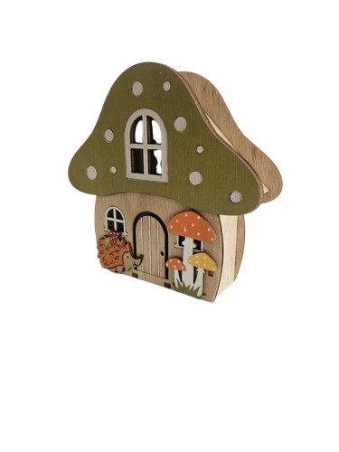 Led pilzhaus holz 15cm - holz,
