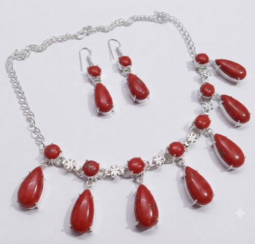 Rote koralle halskette - rote,