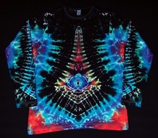 T-Shirt Gr.  S langarm handgefärbt Hippie Tie dye Batik Flower Power Goa NEU