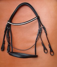 Kandarenzaum schwarz Reit Kandare Stirn weiß Zaumhaken Warmblut Topleder exclusi